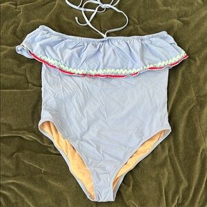 New Jcrew Off-Shoulder Blue One Piece Swimsuit